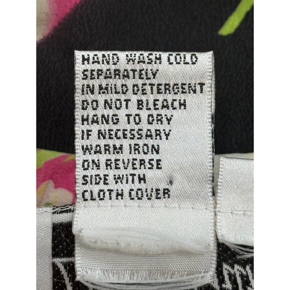 Diane Gilman Womens Silk Top Button-Up Long Sleeve Tunic Tropical Floral Size M - Picture 7 of 7